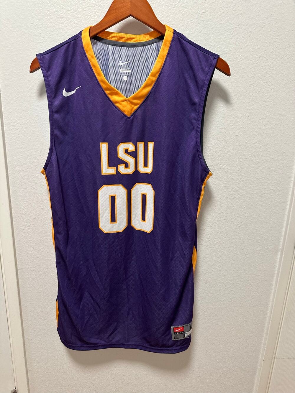Men's Nike #00 LSU Tigers Purple Basketball Jersey, Size Large